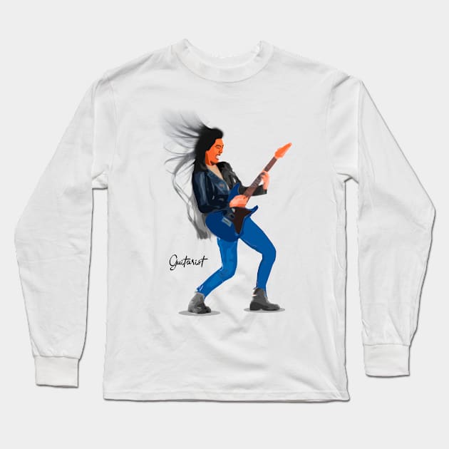 Guitarist Long Sleeve T-Shirt by Abiarsa